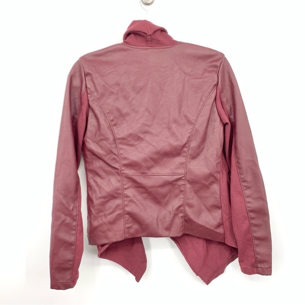 Blank NYC Women Size Small Jacket Motto Side Zip Drape Red Faux Leather Cotton - Picture 4 of 9